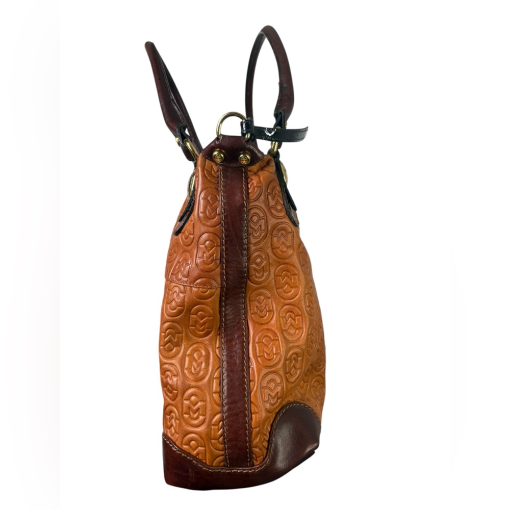 Marino Orlandi Monogram Embossed Leather Bag - Hobo Shoulder/Top Handle - Picture 12 of 14